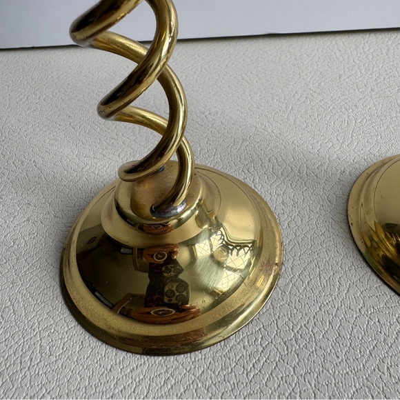 Vintage Barley Twist Brass Candle Holders - Picture 2 of 8